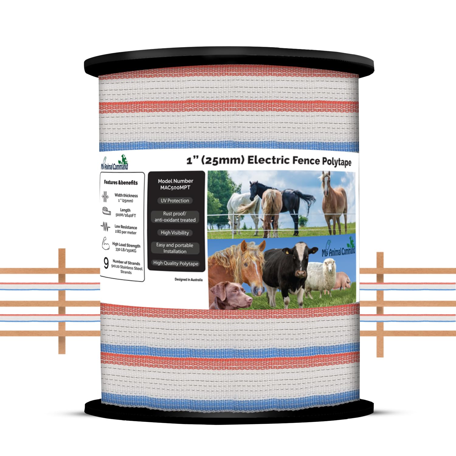 1 inch Electric Fence Polytape - 1640 Feet/500 Meter Length Drums - My Pet Command