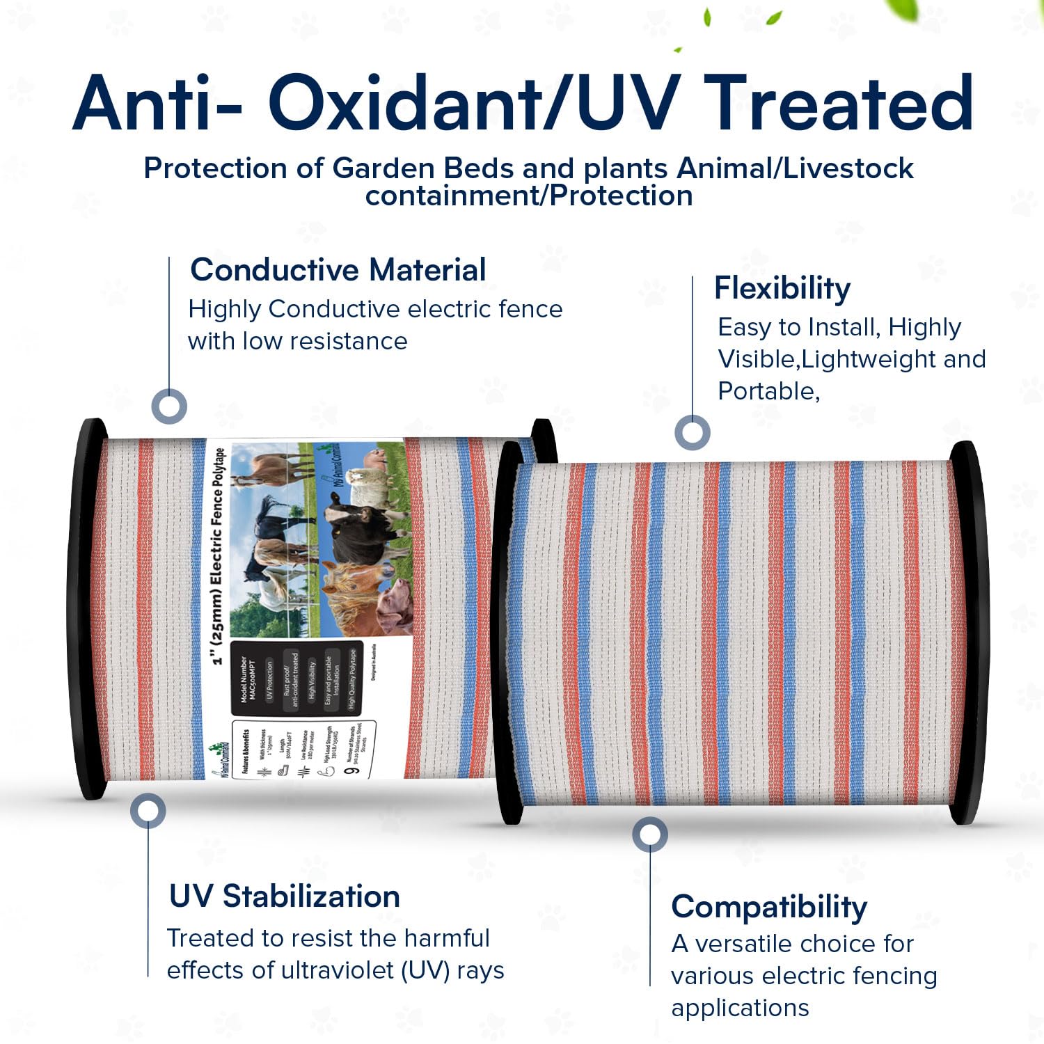 1 inch Electric Fence Polytape - 1640 Feet/500 Meter Length Drums - My Pet Command