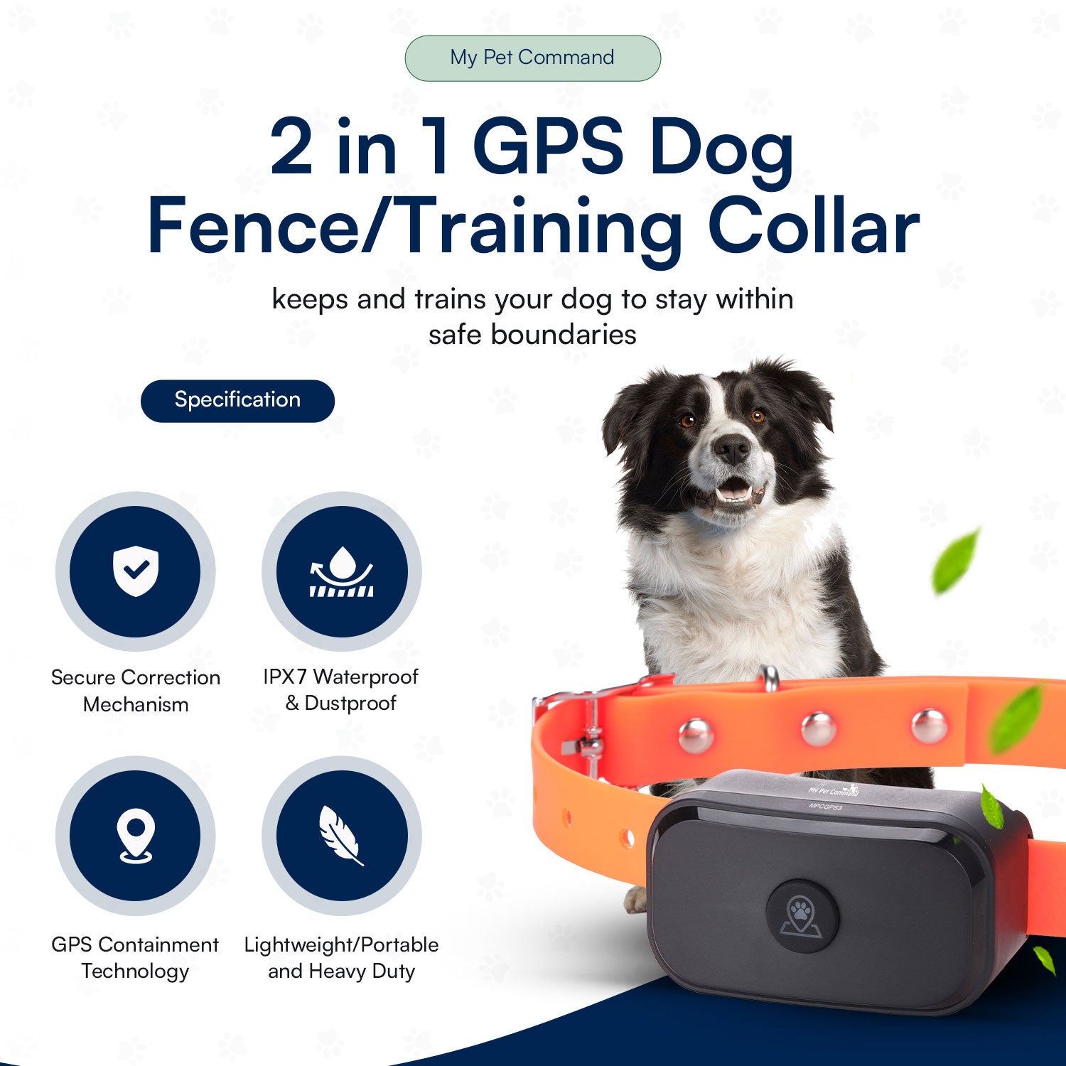 2 in 1 Wireless GPS Dog Shock Collar Fence/Training Collar - My Pet Command