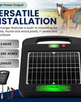 Portable Solar Powered Energiser Charger for Electric Fence 2/3/6 Mile 0.2/0.25/0.5 Joules (9-11KV)