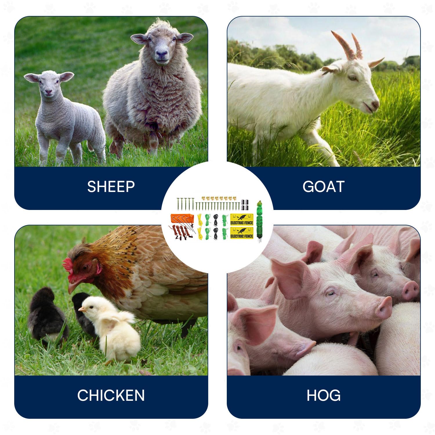 My Animal Command 47” x 164’ Poultry Electric Fence Netting pre - Assembled 14 Posts Portable Semi - Rigid Suitable for Multiple Animals Such as Chickens/Poultry, Sheep, Goats, Hogs - My Pet Command