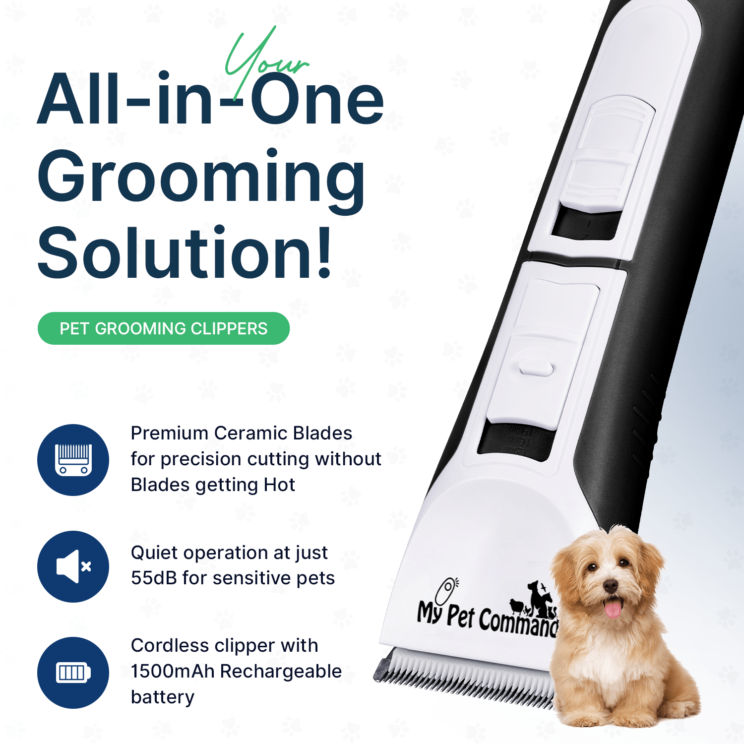 My Pet Command Professional Cordless Dog Grooming Clipper Kit - My Pet Command