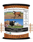 1/8” Thick Polywire Electric Fence 3280 Feet/1000m Length for containment of Livestock, Pets Animals