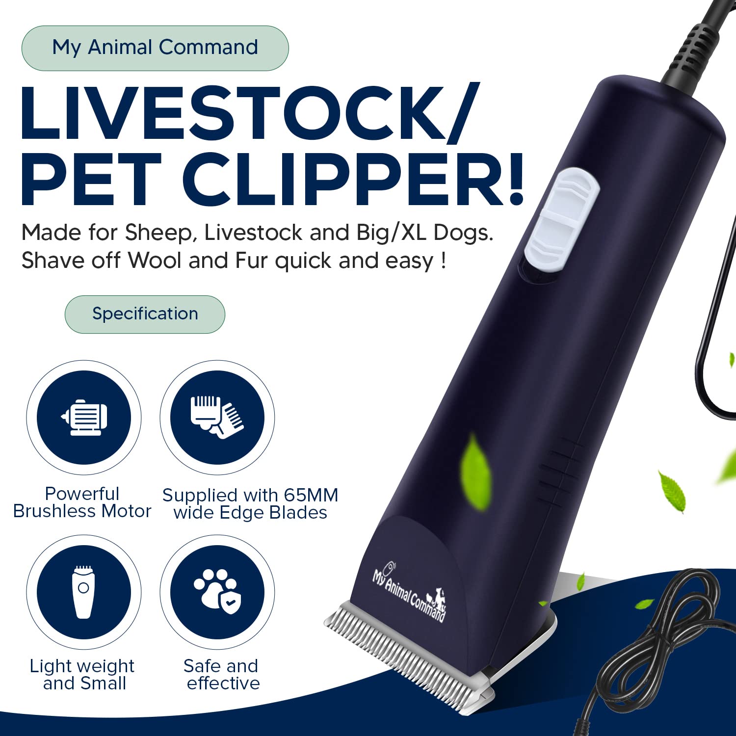 Professional Livestock Clippers for Grooming, Lightweight, Powerful Due to Our Innovative Brushless Motor, Thick Coats Trimmer for Sheep, Horses, Pigs, Farm Animals and Large and XL Dogs (Rescued) - My Pet Command