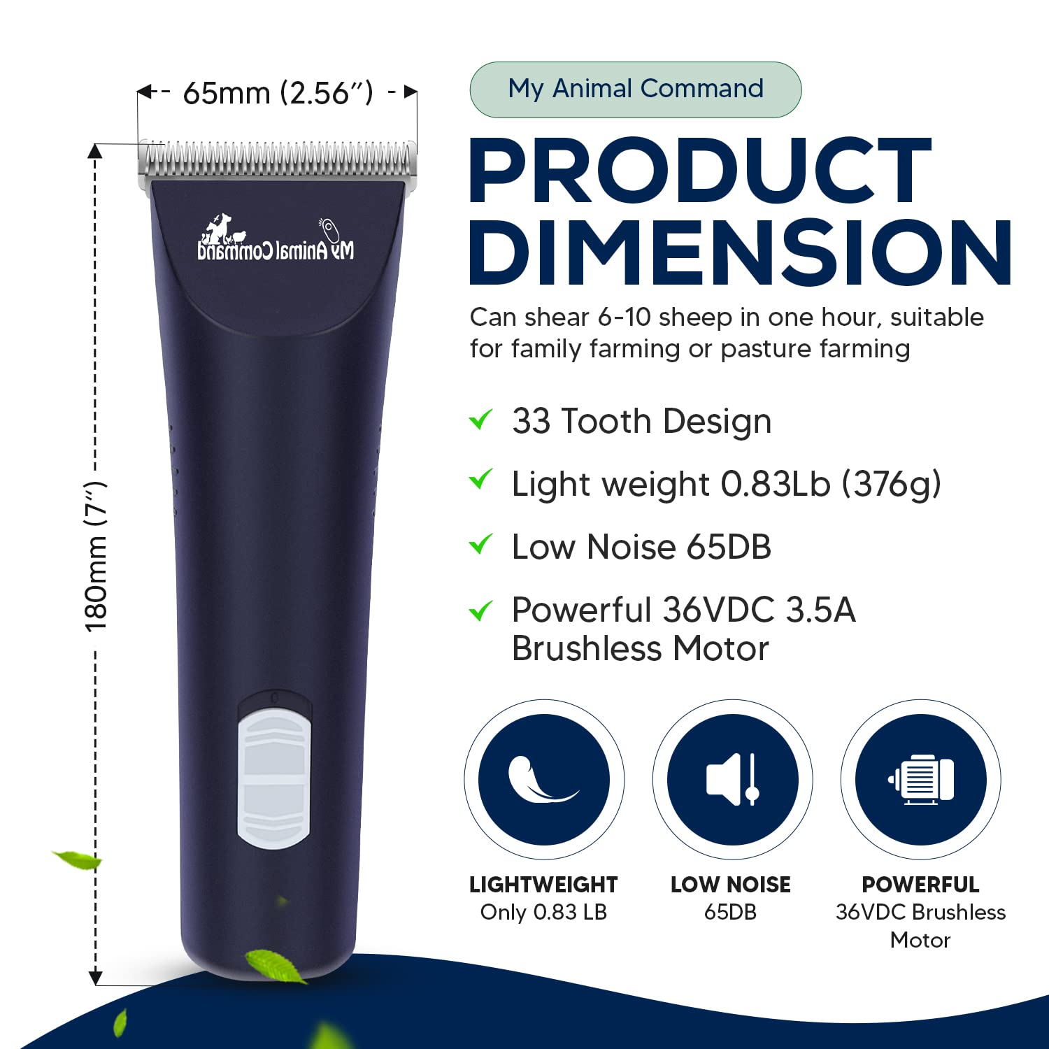 Professional Livestock Clippers for Grooming, Lightweight, Powerful Due to Our Innovative Brushless Motor, Thick Coats Trimmer for Sheep, Horses, Pigs, Farm Animals and Large and XL Dogs (Rescued) - My Pet Command