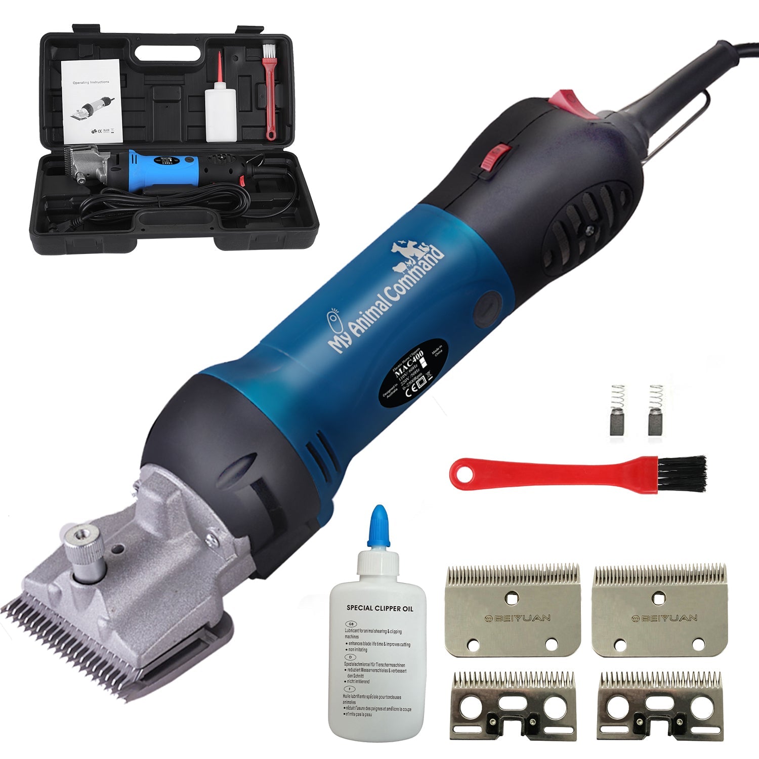 My Animal Command 110V 400W Horse Clippers Professional Heavy Duty Kit 6 Speeds Shaving Fur - My Pet Command