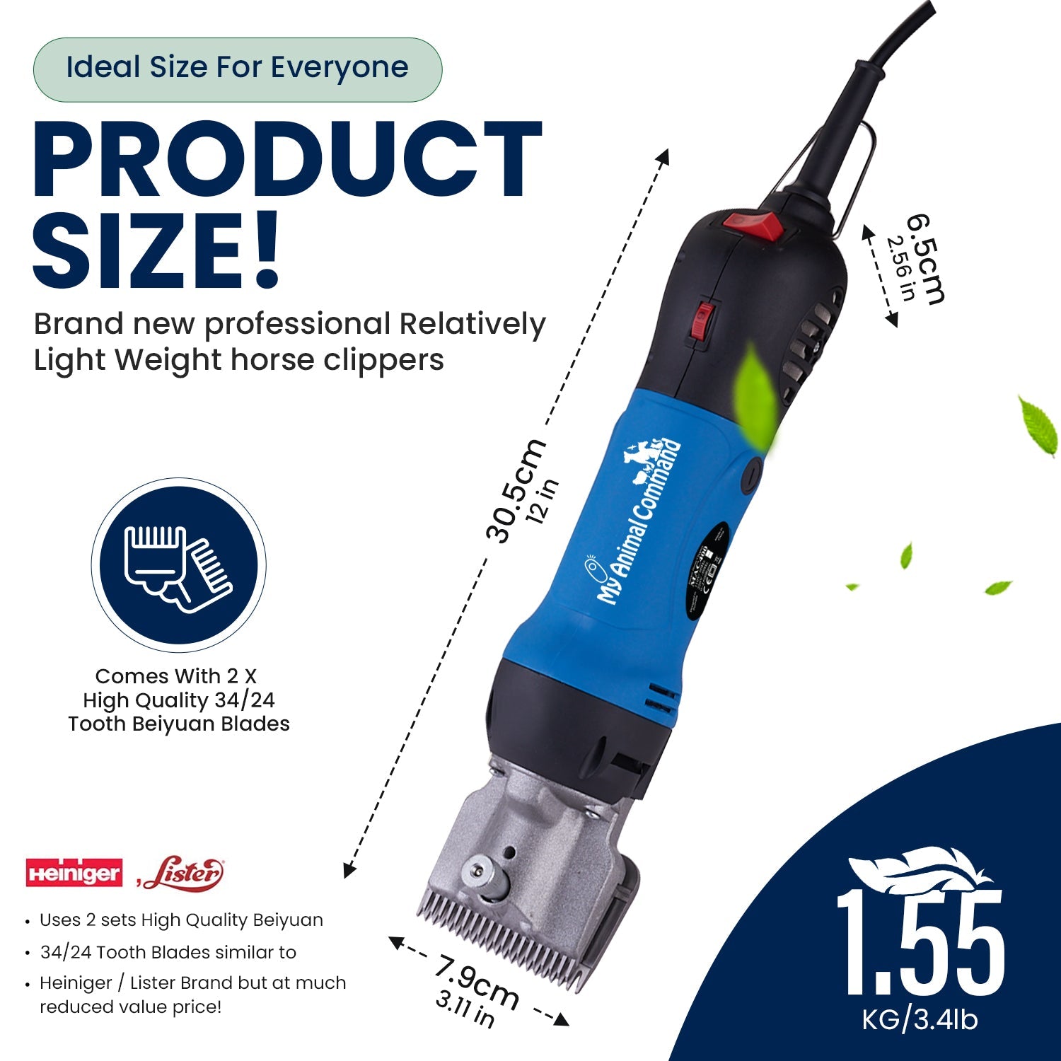 My Animal Command 110V 400W Horse Clippers Professional Heavy Duty Kit 6 Speeds Shaving Fur - My Pet Command