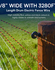 My Animal Command 1/8” Thick Polywire Electric Fence 3280 Feet/1000m Length for containment of Livestock, Pets Animals - My Pet Command