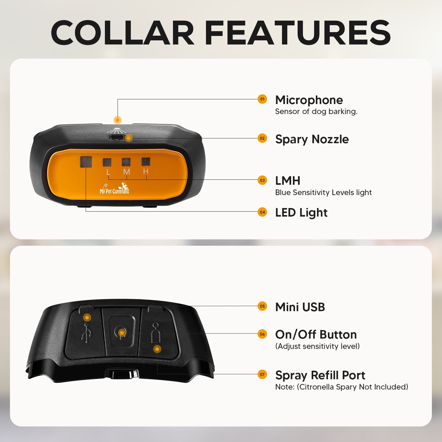 My Pet Command 2 in 1 Auto Citronella Spray bark remote dog training collar - My Pet Command