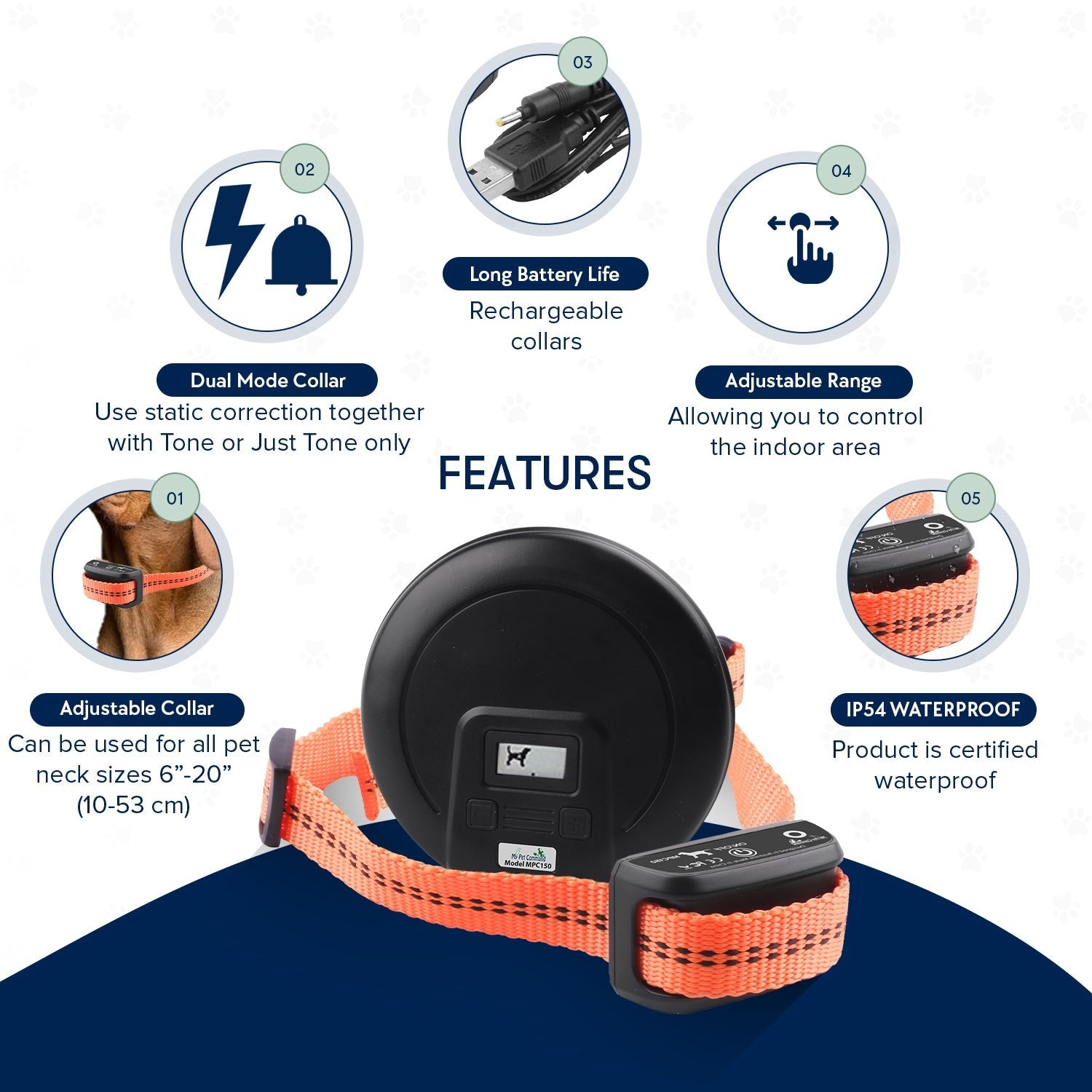 Wireless Indoor Pet Barrier, Static Shock and Tone Correction, Hidden Fence for Dogs with Collar