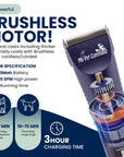 My Pet Command Professional Dog Grooming Clippers Kit for Dogs Pets Cats with Brushless Motor - My Pet Command