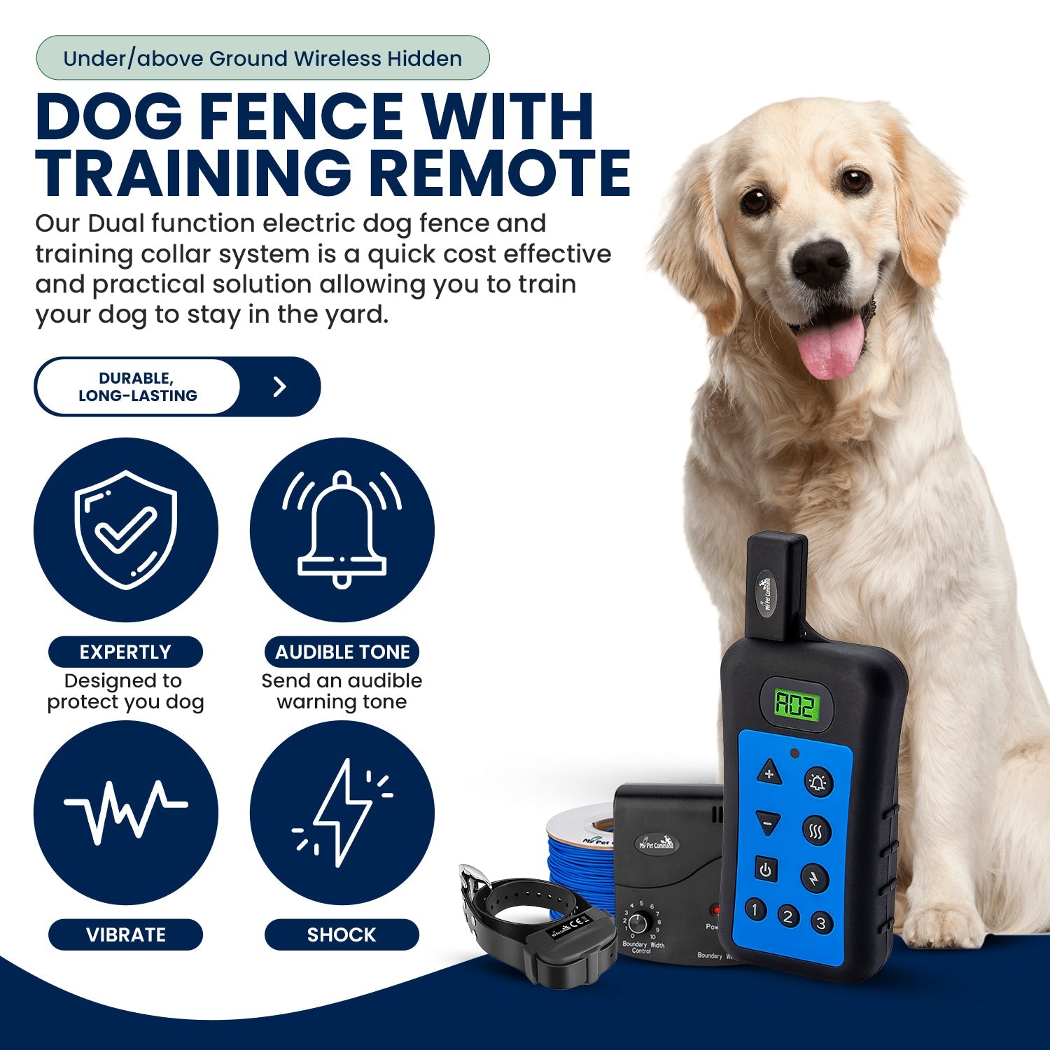 Wireless Electric Underground Dog Fence System With Remote Dog Training  Collar