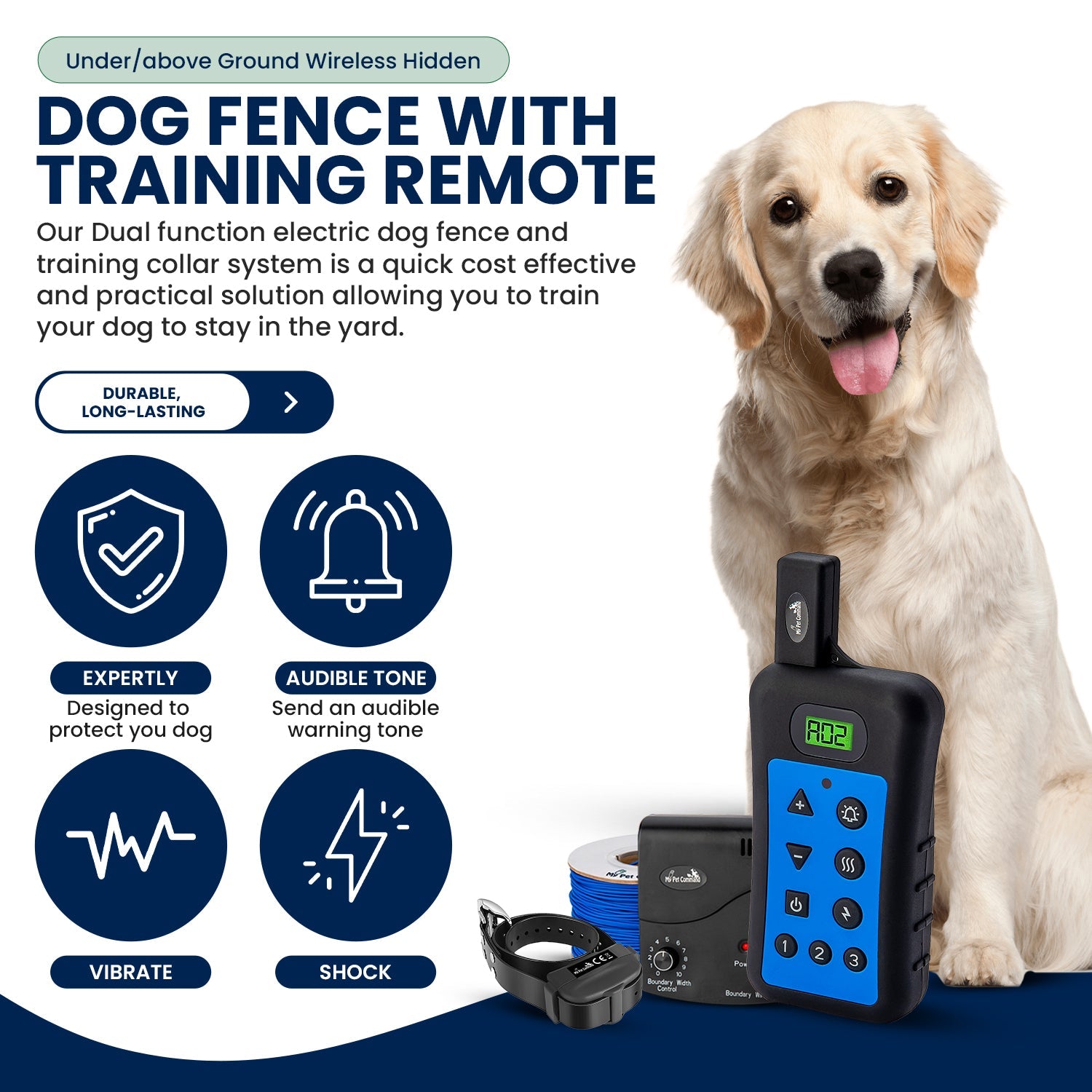 Invisible dog fence Wireless Electric Underground Dog Fence System, Dual Function With Remote Dog Training Collar