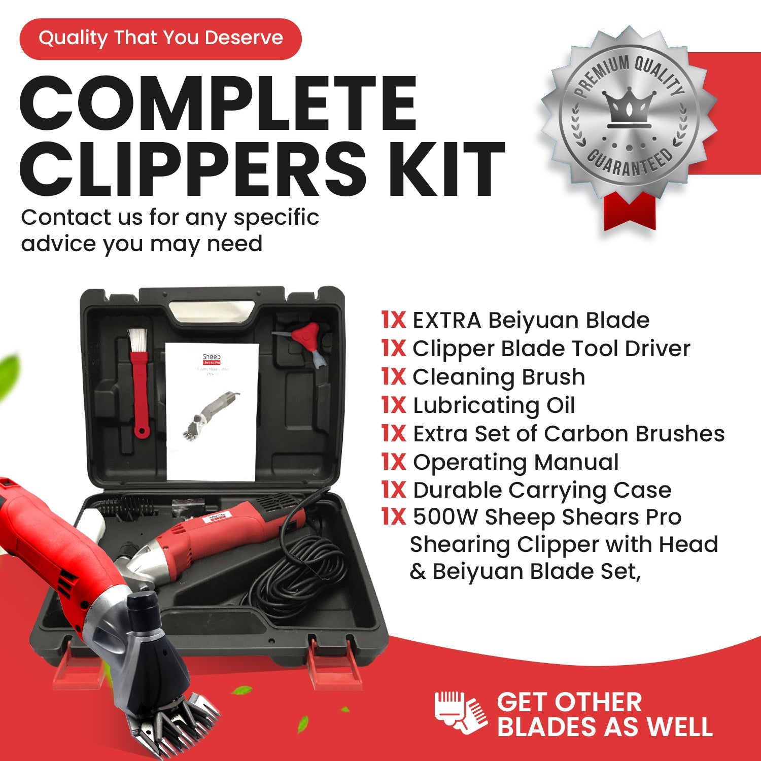 SHEEP SHEARS PRO 110V 500W PROFESSIONAL HEAVY DUTY ELECTRIC SHEARING CLIPPERS WITH 6 SPEED FOR SHEEP - My Pet Command