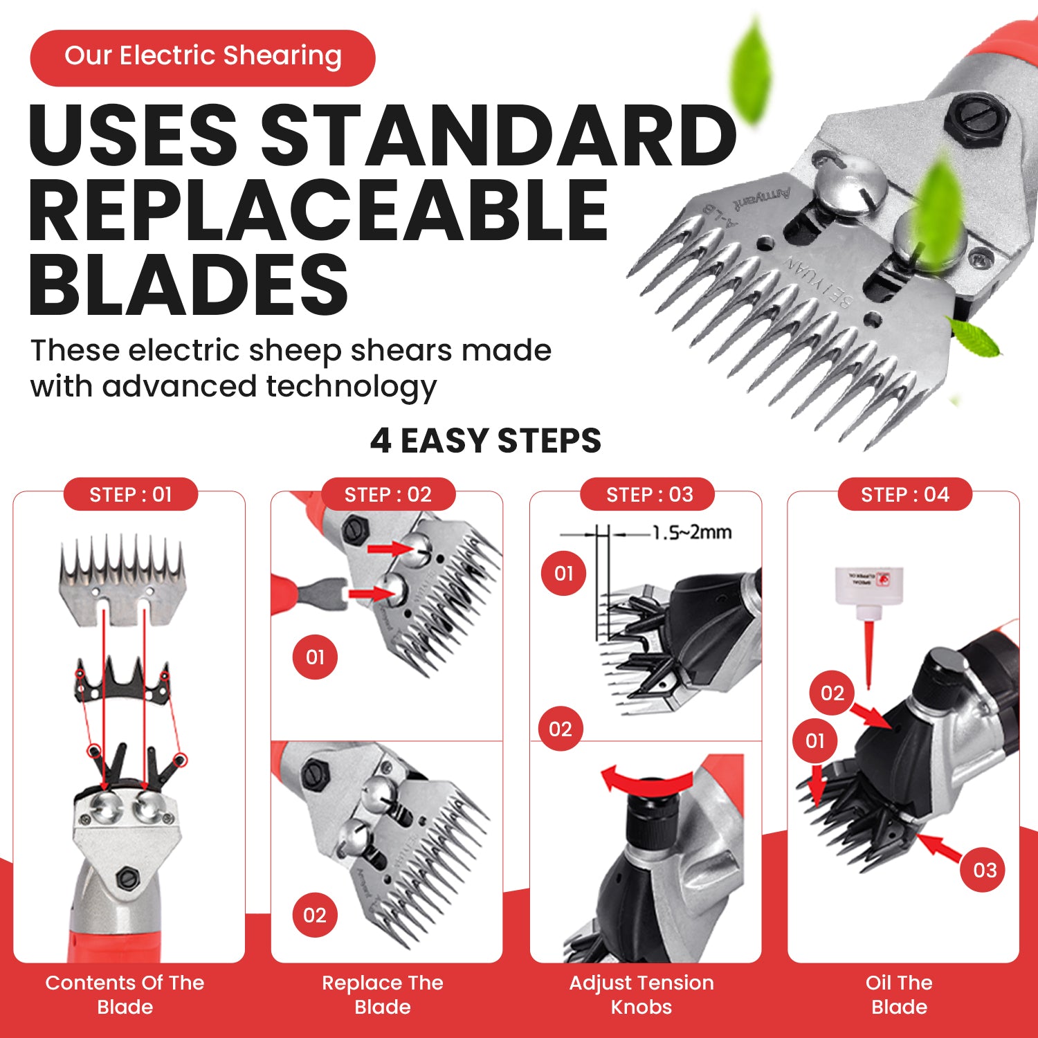 SHEEP SHEARS PRO 110V 500W PROFESSIONAL HEAVY DUTY ELECTRIC SHEARING CLIPPERS WITH 6 SPEED FOR SHEEP - My Pet Command