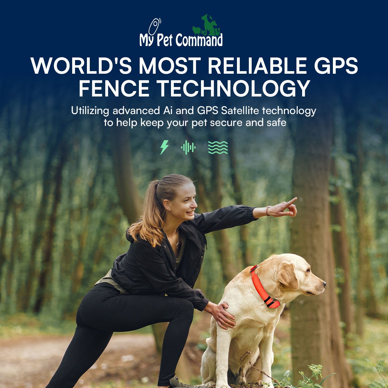 2 in 1 Wireless GPS Dog Shock Collar Fence/Training Collar - My Pet Command