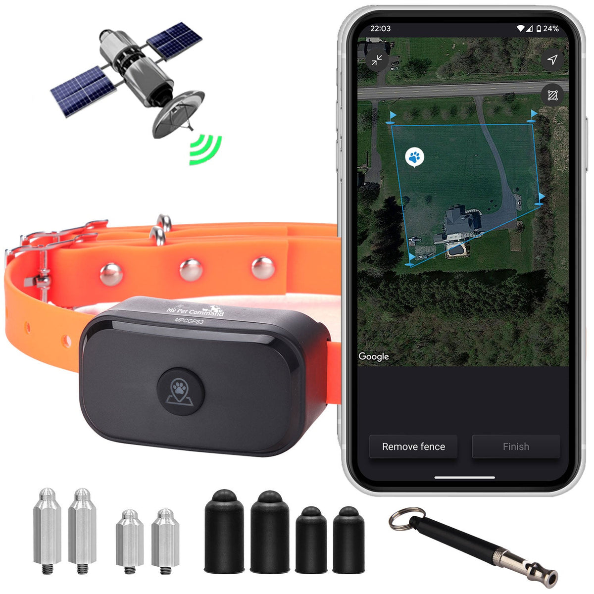 2 in 1 Wireless GPS Dog Shock Collar Fence/Training Collar