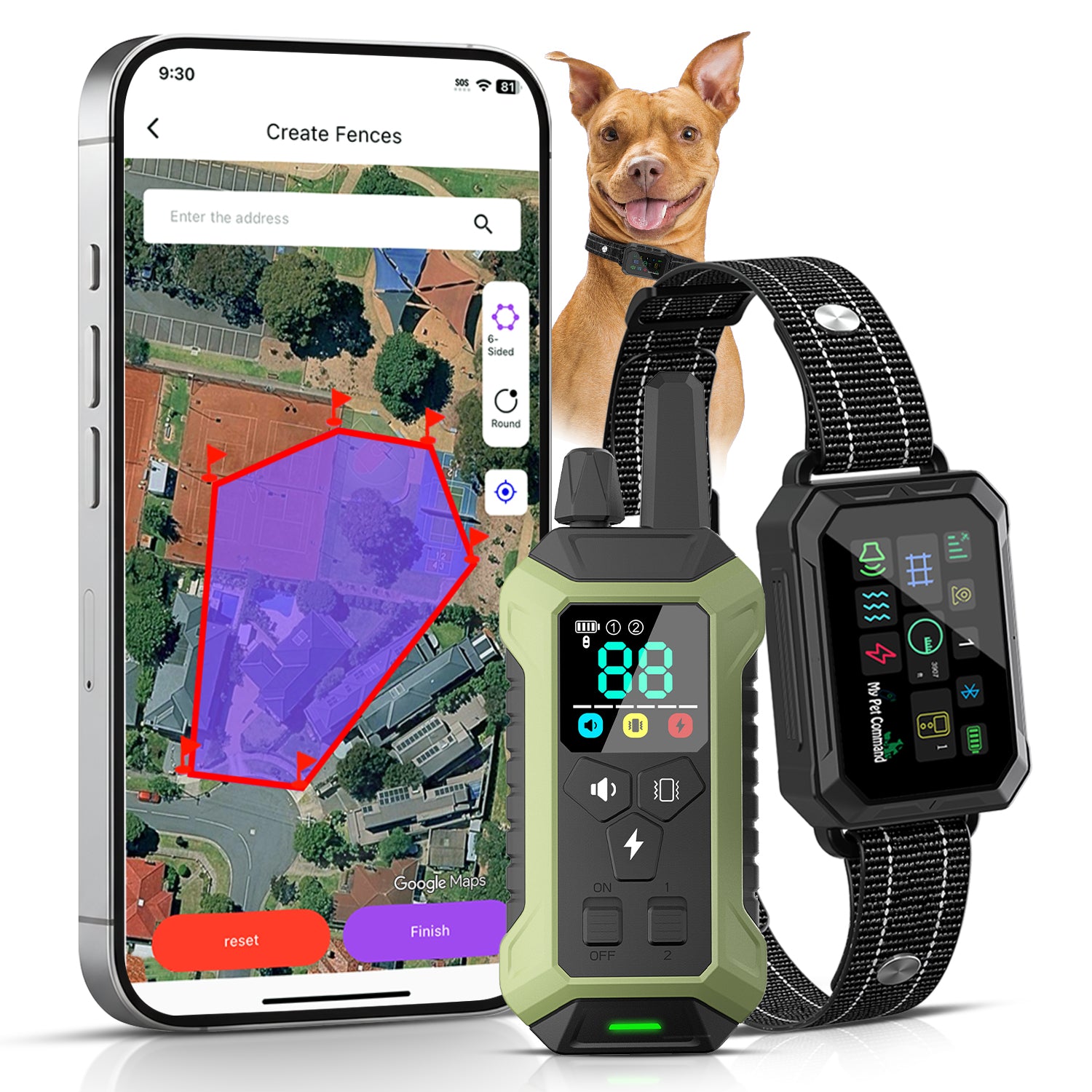 My Pet Command 2-in-1 Smart Wireless GPS Dog Fence and Training Shock Collar