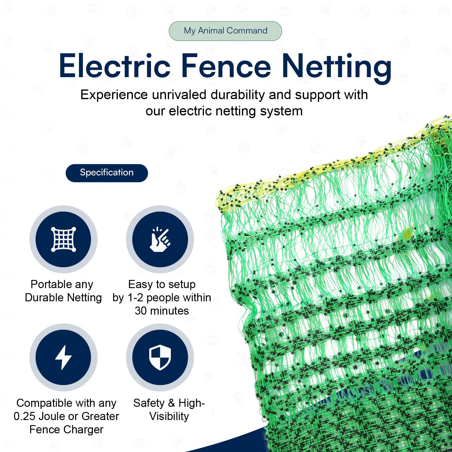 My Animal Command 47” x 164’ Poultry Electric Fence Netting pre - Assembled 14 Posts Portable Semi - Rigid Suitable for Multiple Animals Such as Chickens/Poultry, Sheep, Goats, Hogs - My Pet Command