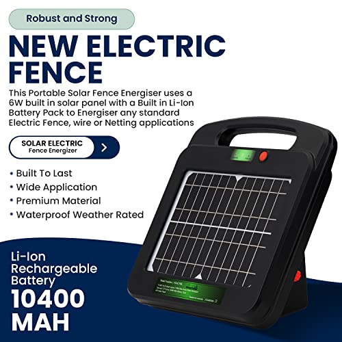 Solar Powered Electric Fence Charger 3 Mile 0.25 Joules Output (9 - 11KV) Electric Fence Energizer Containment & Protection of Livestock, Horses, Cattle Sheep, Pets Easy Installation - My Pet Command