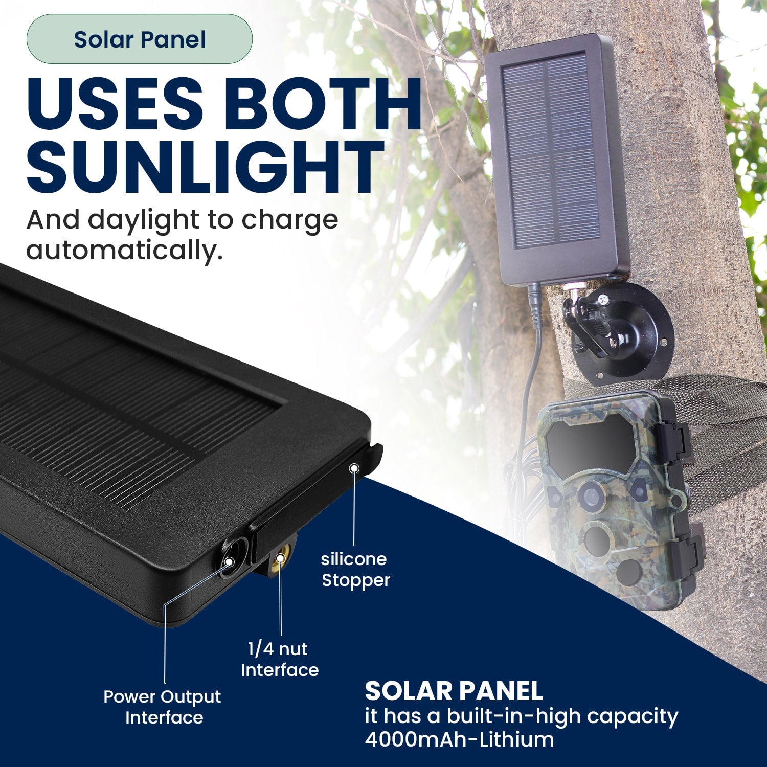 Solar Powered Trail Camera Game Cam with Time Lapse Night Vision Mot