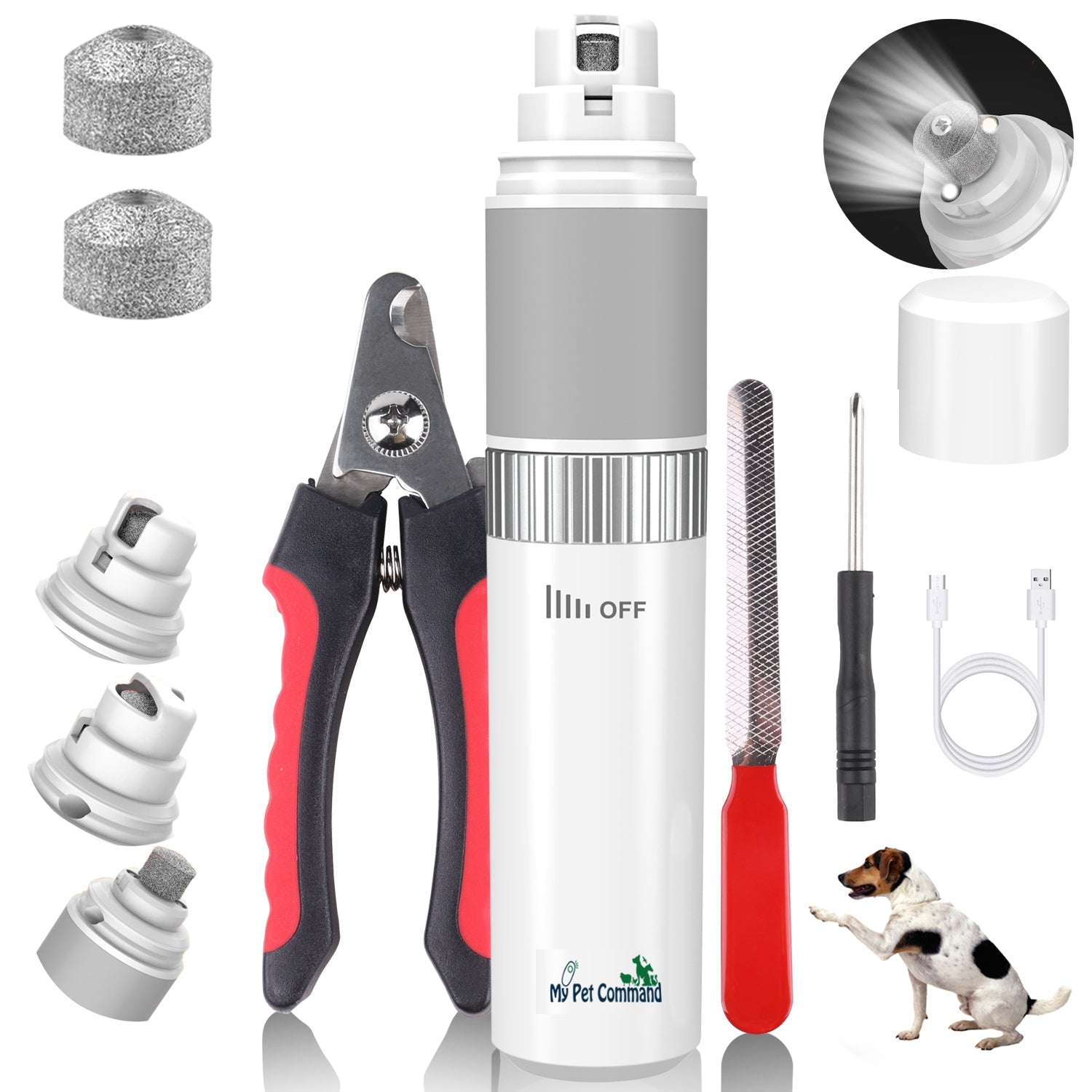 Cordless Heavy Duty Dog Nail Grinder Low Noise Clipper for Pets, including Cats